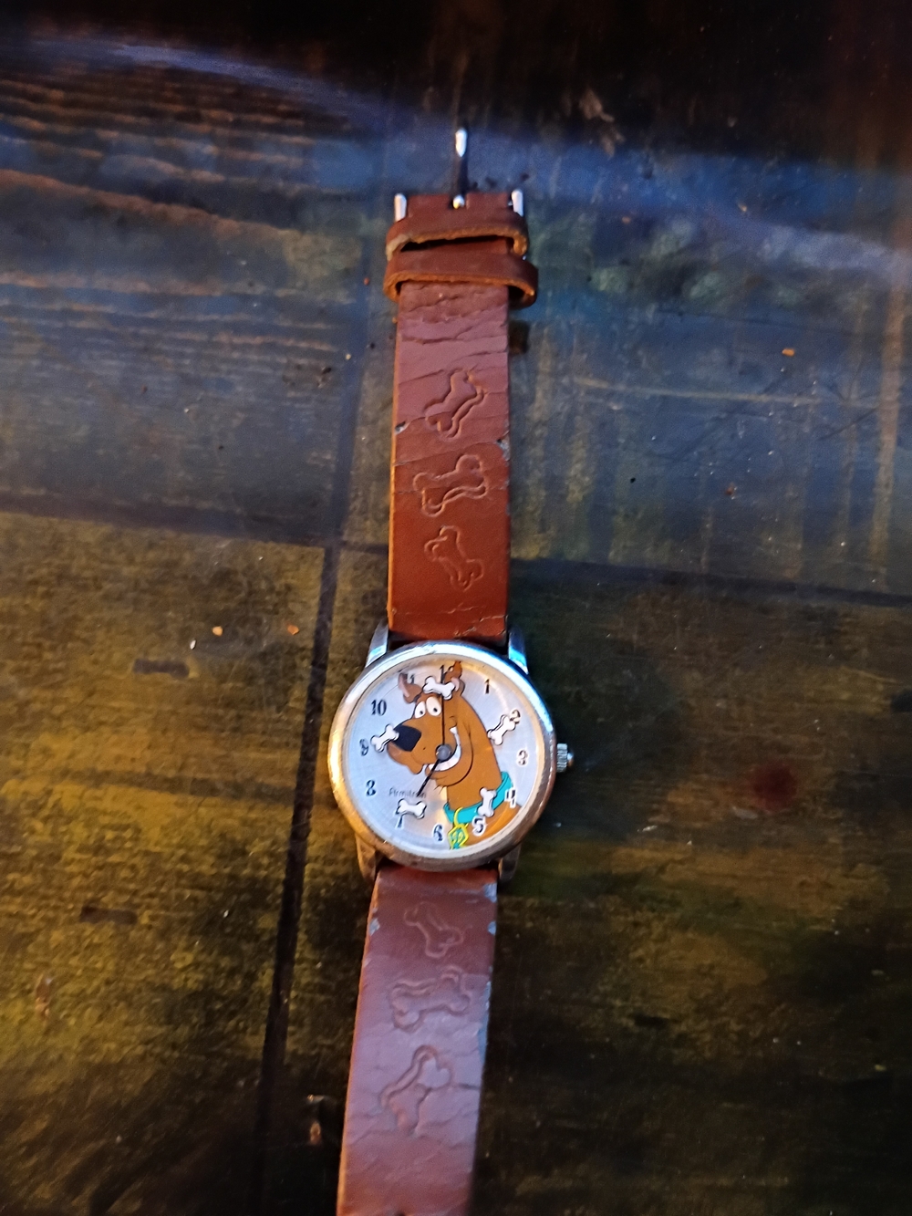 Disney Scooby-Doo Brown Leather-Embossed Strap Men's Watch